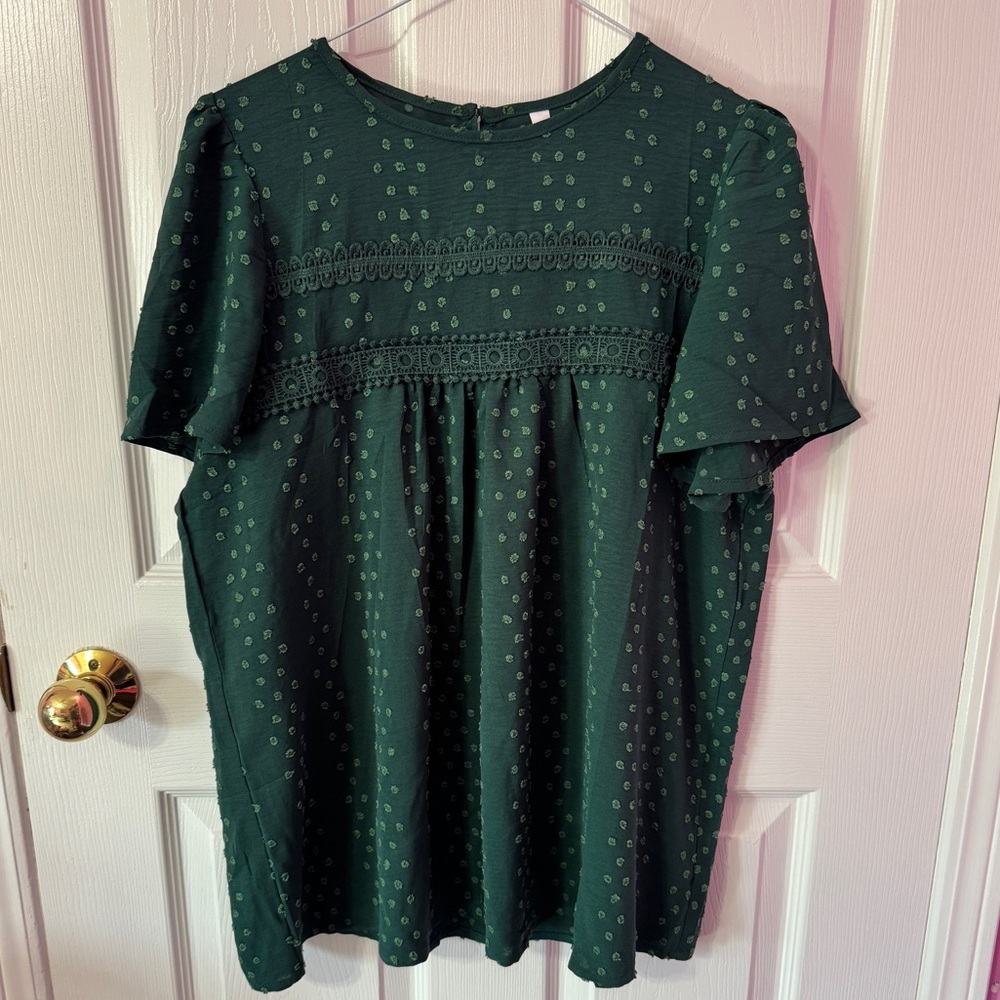 NWT Forest Green Textured Blouse